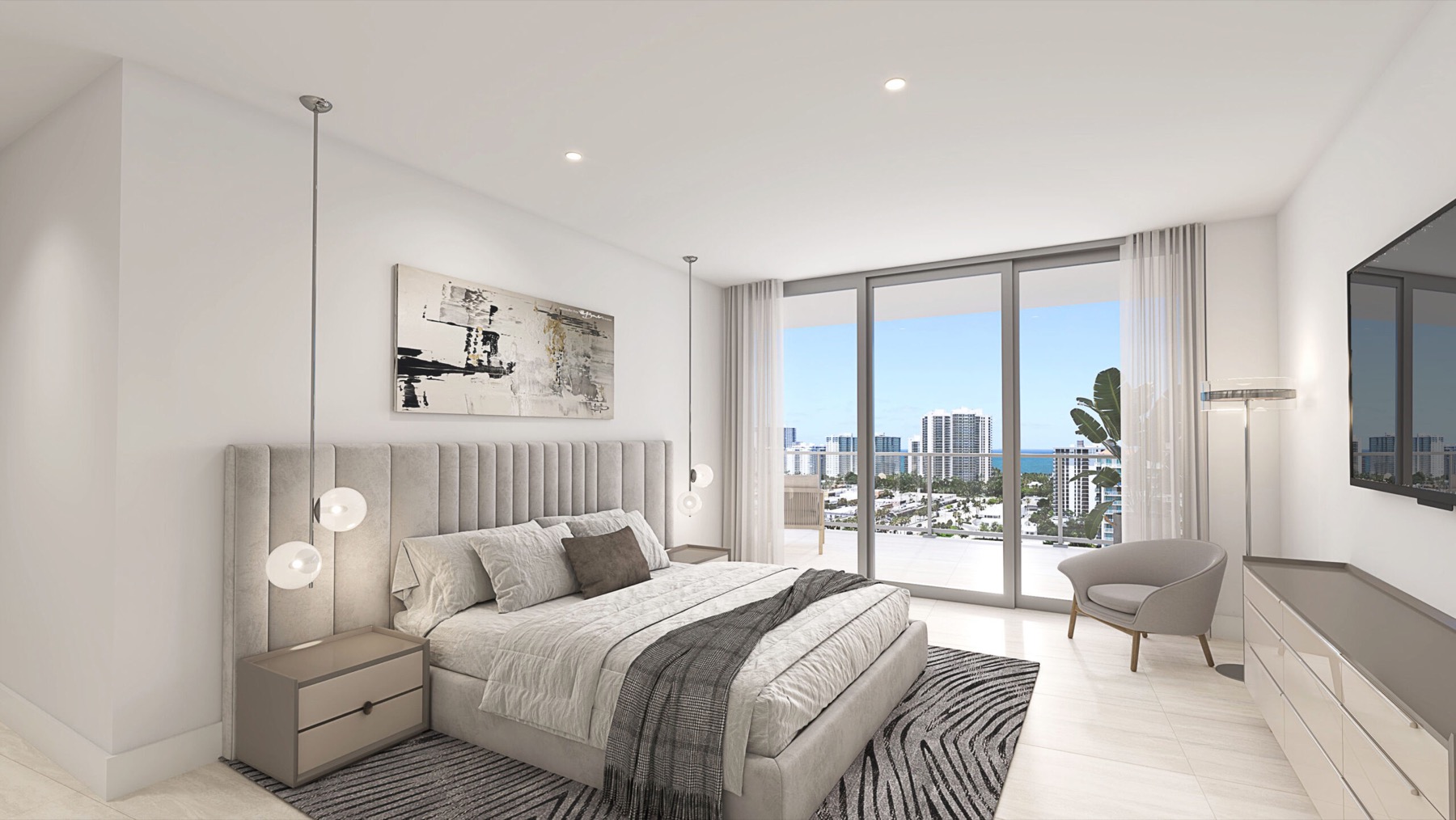 Residence bedroom with water views