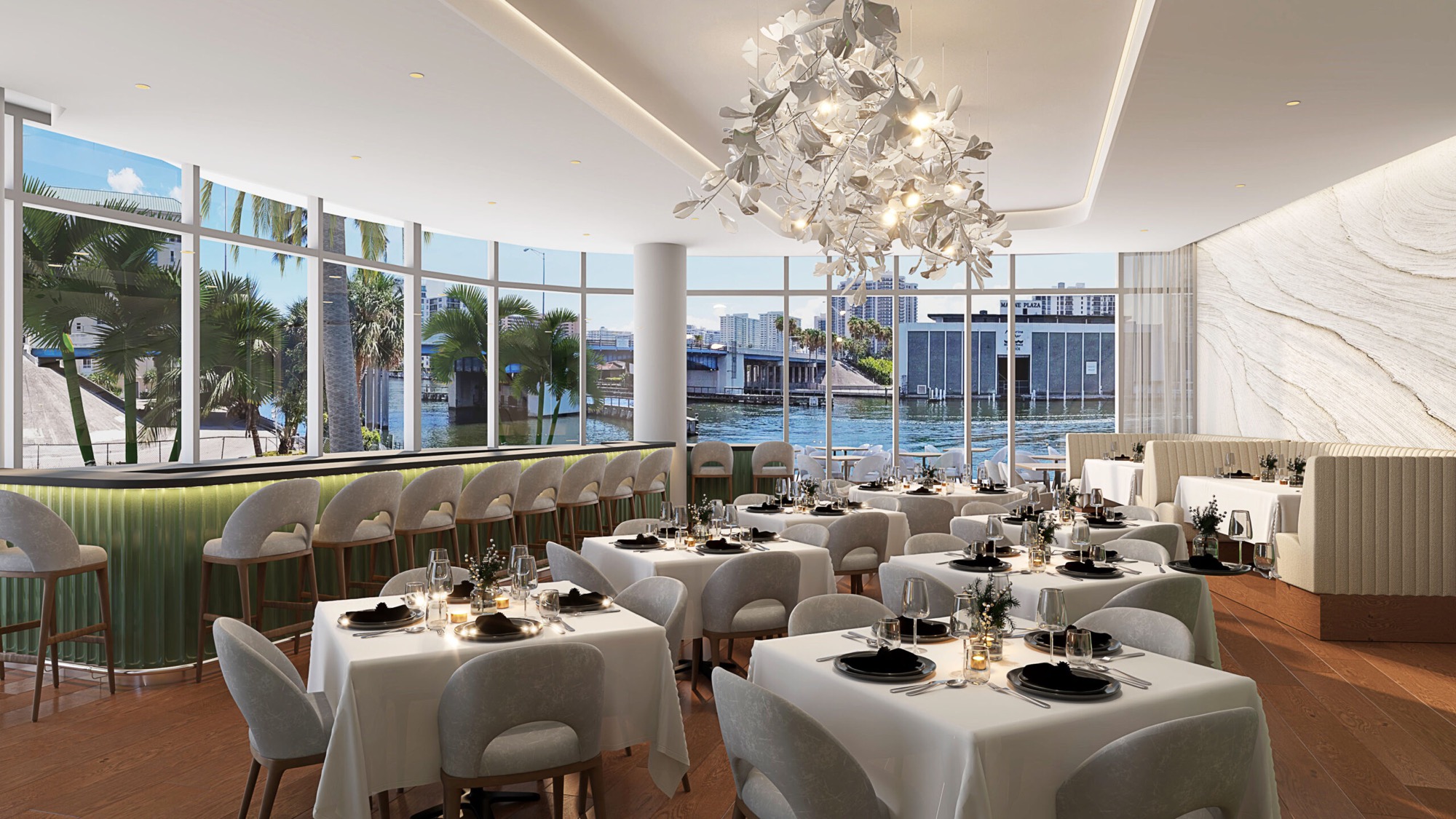 Waterfront on-site restaurant